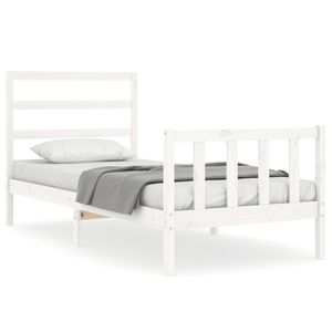 vidaXL Estructura de cama sin colch&oacute;n madera maciza blanca 90x190 cm