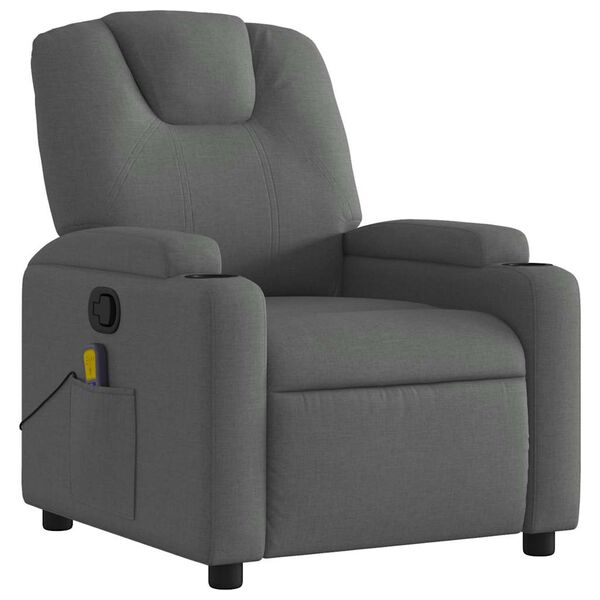 vidaXL Sillón de masaje reclinable de tela gris oscuro