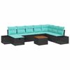 vidaXL Conjunto de sof&aacute; de jard&iacute;n 9 uds. Negro Polirat&aacute;n