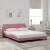vidaXL Estructura de cama con cabecero Dover terciopelo rosa 160x200 cm