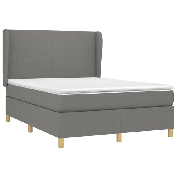 vidaXL Cama box spring con colch&oacute;n tela gris oscuro 140x200 cm