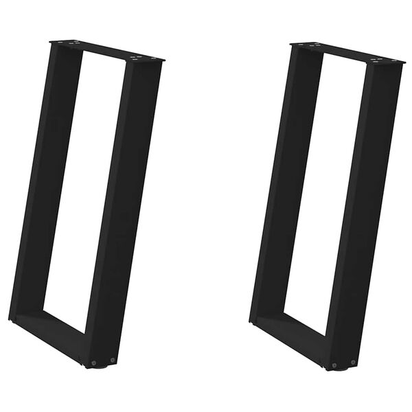 vidaXL Patas para mesa de comedor en forma de U (2 unidades), color negro, 60 x 72-73 cm, acero