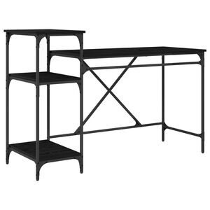 vidaXL Escritorio Roble Negro Madera de ingenier&iacute;a 135 x 50 x 90 cm