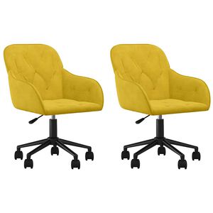 vidaXL Sillas de comedor giratorias 2 uds terciopelo amarillo