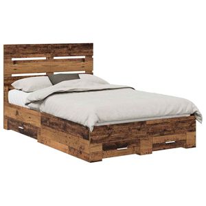 vidaXL Estructura de cama con caj&oacute;n Madera vieja 120 x 190 cm