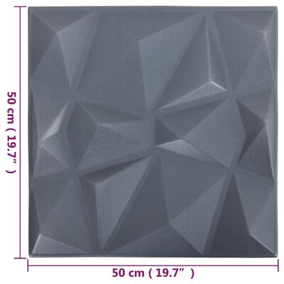 vidaXL Paneles de pared 3D 12 unidades gris diamante 3 m² 50x50 cm