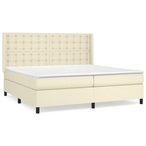 vidaXL Cama box spring con colch&oacute;n cuero sint&eacute;tico crema 200x200 cm