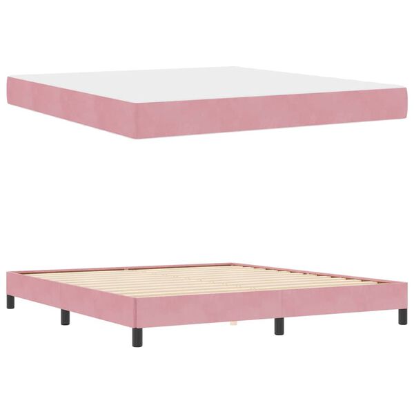 vidaXL Cama tipo Box Spring con colch&oacute;n Rosa 180 x 220 cm tela