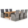 vidaXL Juego de comedor de jard&iacute;n 7 piezas gris