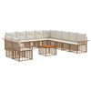 vidaXL Conjunto de sof&aacute;s de exterior 12 pcs Natural y Crema Poli&eacute;ster
