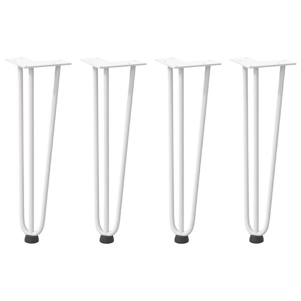 vidaXL Patas de horquilla para mesa de centro (4 unidades), color blanco, 42 cm, acero macizo