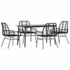 vidaXL Juego de comedor jard&iacute;n 5 piezas rat&aacute;n sint&eacute;tico vidrio negro