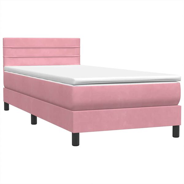vidaXL Cama box spring con colch&oacute;n terciopelo rosa 80x220 cm