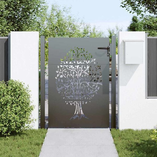vidaXL Puerta de jardín con cerradura Negro 100 x 150 cm