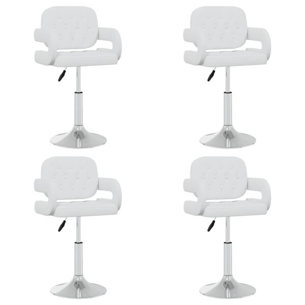vidaXL Sillas de comedor giratorias 4 unidades cuero sint&eacute;tico blanco