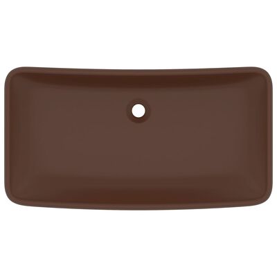 vidaXL Lavabo de lujo cerámica rectangular marrón oscuro mate 71x38 cm