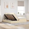 vidaXL Cama con almacenamiento y colch&oacute;n Crema 200 x 200 cm Poli&eacute;ster