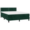 vidaXL Cama box spring colch&oacute;n y LED terciopelo verde oscuro 140x190cm