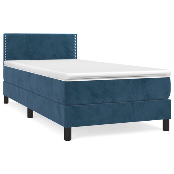 vidaXL Cama box spring con colch&oacute;n terciopelo azul oscuro 100x200 cm
