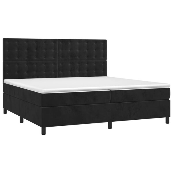 vidaXL Cama box spring colch&oacute;n y LED terciopelo negro 200x200 cm