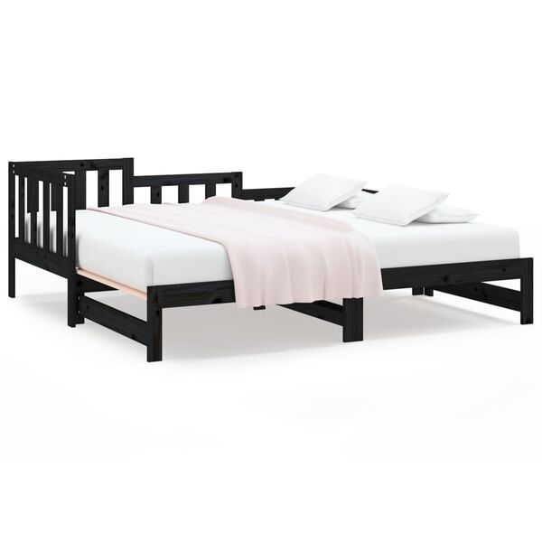 vidaXL Sof&aacute; cama extra&iacute;ble sin colch&oacute;n negro 2x(90x200) cm