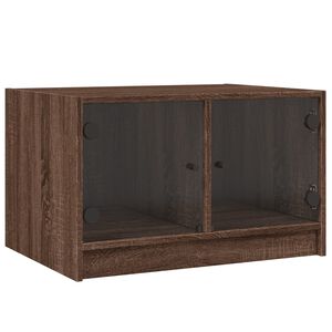 vidaXL Mesa de centro con puertas de vidrio marr&oacute;n roble 68x50x42 cm