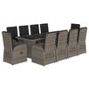 vidaXL Set de comedor de jard&iacute;n 11 pzas y cojines rat&aacute;n sint&eacute;tico gris