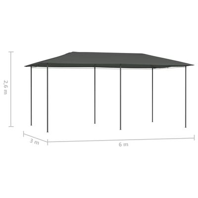 vidaXL Cenador gris antracita 3x6x2,6 m 160 g/m²