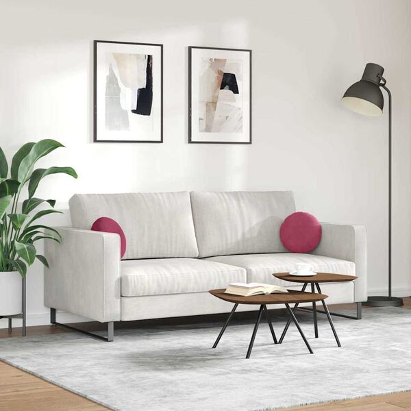 vidaXL Cojines para asiento 2 pcs Rojo vino Ø 40 x 13 cm Terciopelo