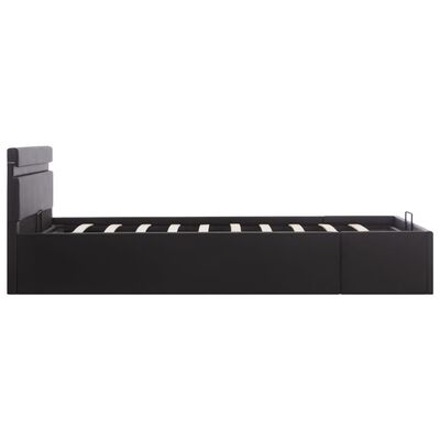 vidaXL Cama canapé hidráulica con LED cuero sintético negra 140x200 cm