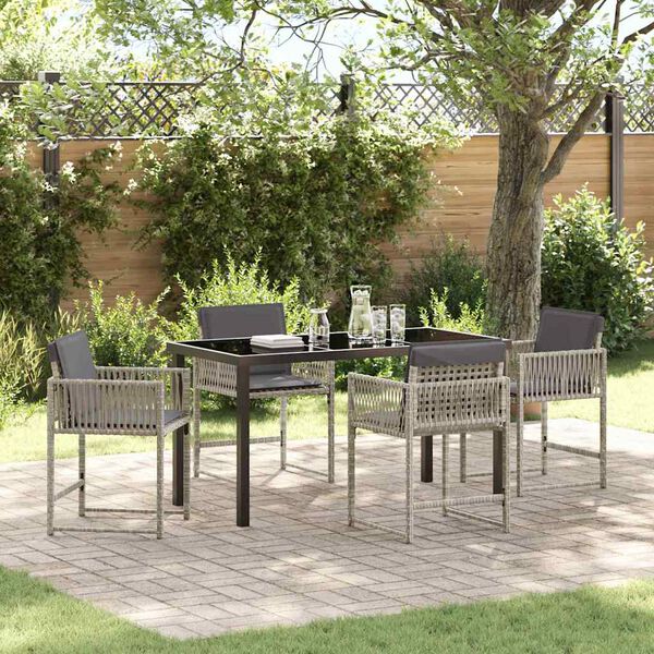 vidaXL Conjunto de Comedor de Jard&iacute;n 5 pcs Gris Claro rat&aacute;n sint&eacute;tico