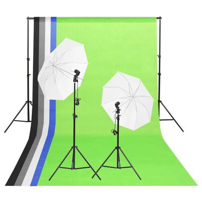 vidaXL Kit iluminación de estudio fotográfico con fondos y paraguas