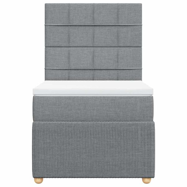 vidaXL Cama box spring con colch&oacute;n tela gris claro 90x190 cm