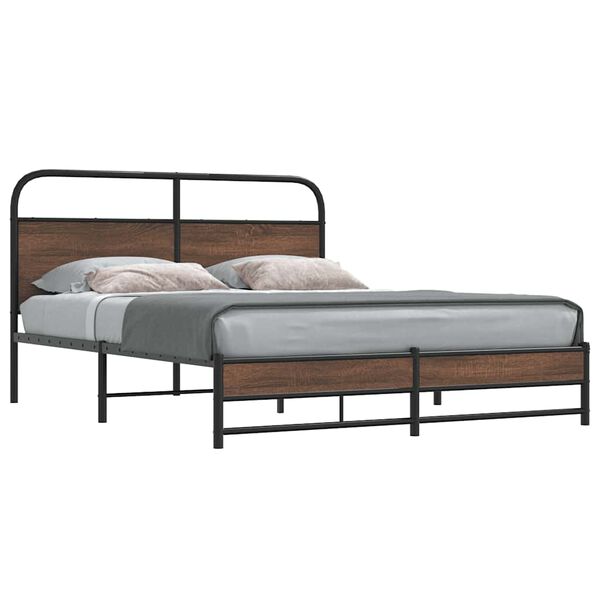 vidaXL Estructura de cama sin colch&oacute;n 150x200 cm madera marr&oacute;n roble