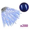 vidaXL Luces car&aacute;mbano Navidad 200 LED azul acr&iacute;lico PVC 20 m