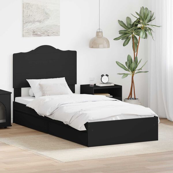 vidaXL Cama con almacenamiento Negro 100 x 200 cm Madera de ingenier&iacute;a