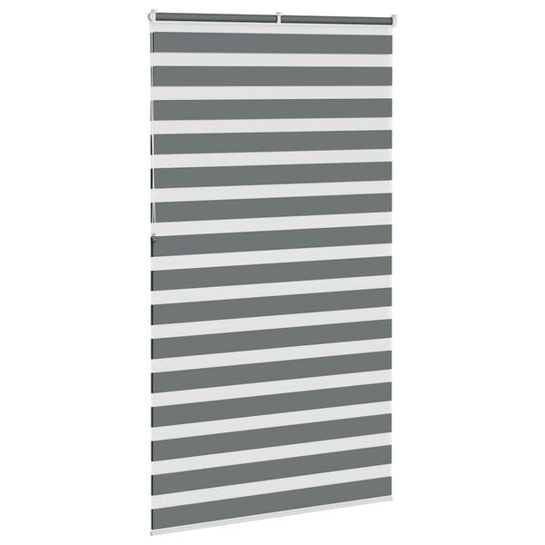 vidaXL Estor cebra gris oscuro tejido ancho 120,9 cm poli&eacute;ster