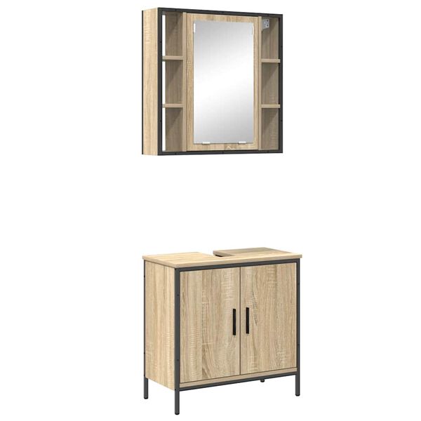 vidaXL Juego de muebles de ba&ntilde;o 2 pcs Marr&oacute;n Madera contrachapada