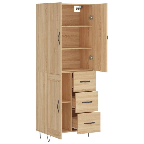 vidaXL Aparador alto madera contrachapada color roble 69,5x34x180 cm
