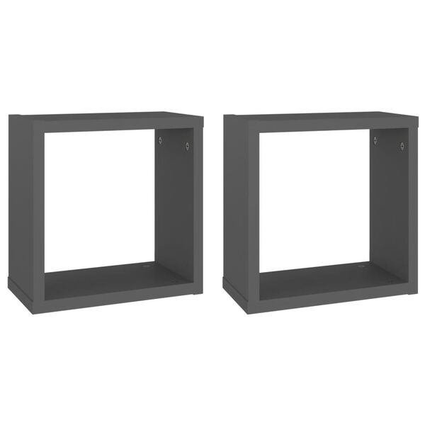vidaXL Estantes cubo de pared 2 unidades gris 30x15x30 cm
