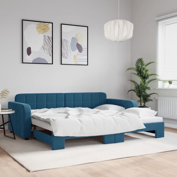 vidaXL Sof&aacute; cama nido terciopelo azul 90x200 cm