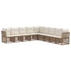 vidaXL Conjunto de sof&aacute;s de jard&iacute;n 9 pcs Beige rat&aacute;n sint&eacute;tico