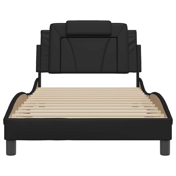 vidaXL Estructura de cama Viana sin colch&oacute;n cuero sint&eacute;tico negro 100x203 cm