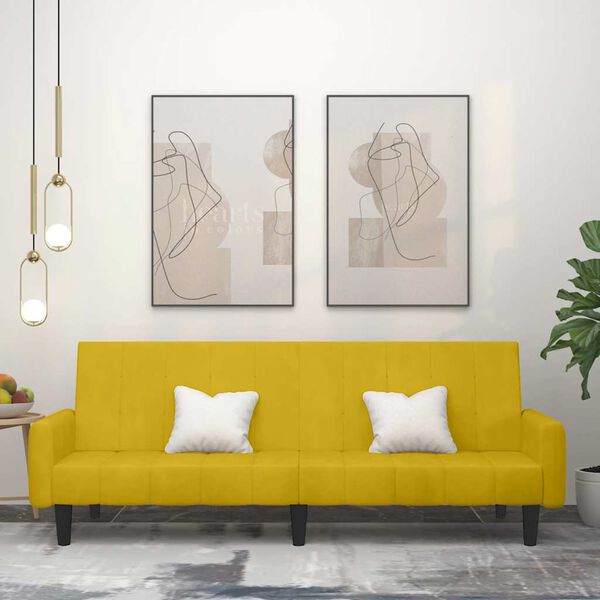 vidaXL Sof&aacute; cama de 2 plazas terciopelo amarillo