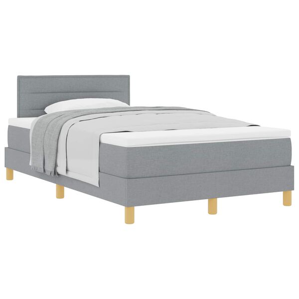 vidaXL Cama tipo Box Spring con colch&oacute;n Gris Claro 120 x 190 cm tela