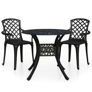 vidaXL Mesa y sillas de bistr&oacute; 3 piezas aluminio fundido negro