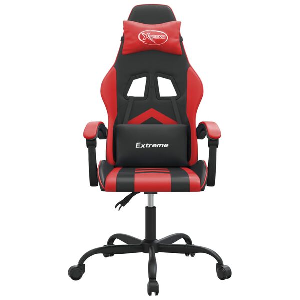 vidaXL Silla gaming giratoria cuero sintético negro y rojo