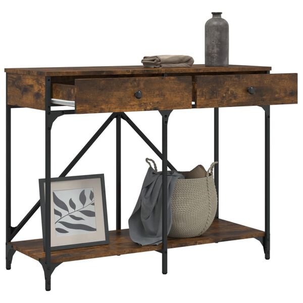 vidaXL Mesa consola madera de ingenier&iacute;a roble ahumado 100x39x78,5 cm