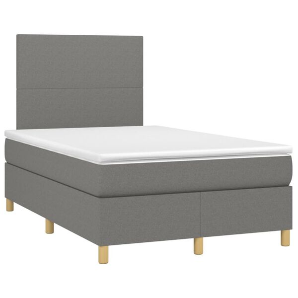 vidaXL Cama box spring con colch&oacute;n tela gris oscuro 120x200 cm