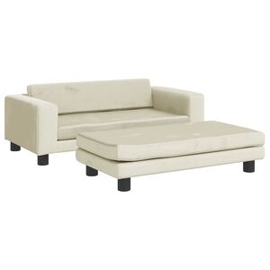 vidaXL Sof&aacute; para ni&ntilde;os con reposapi&eacute;s terciopelo crema 100x50x30 cm